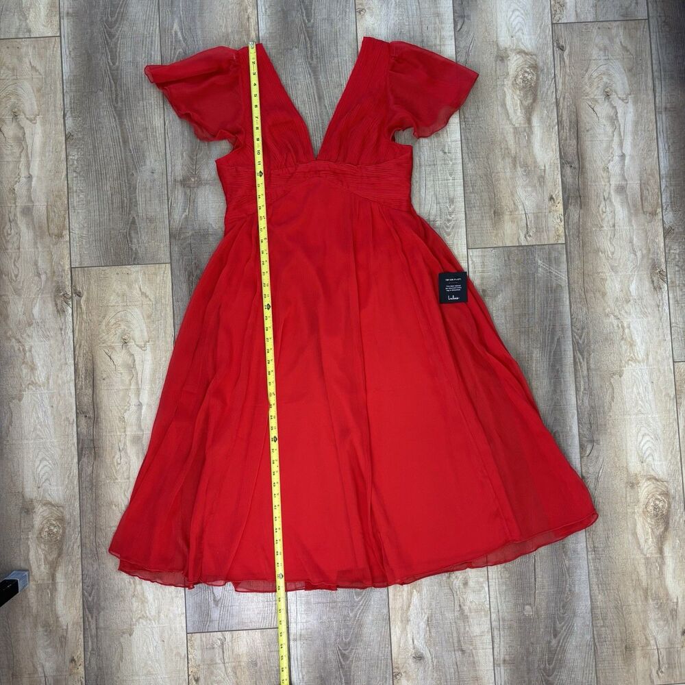 Lulus Women Dress XL Ideal Perception Midi Red Flutter Sleeve V Neck Wedding NWT - Picture 16 of 16